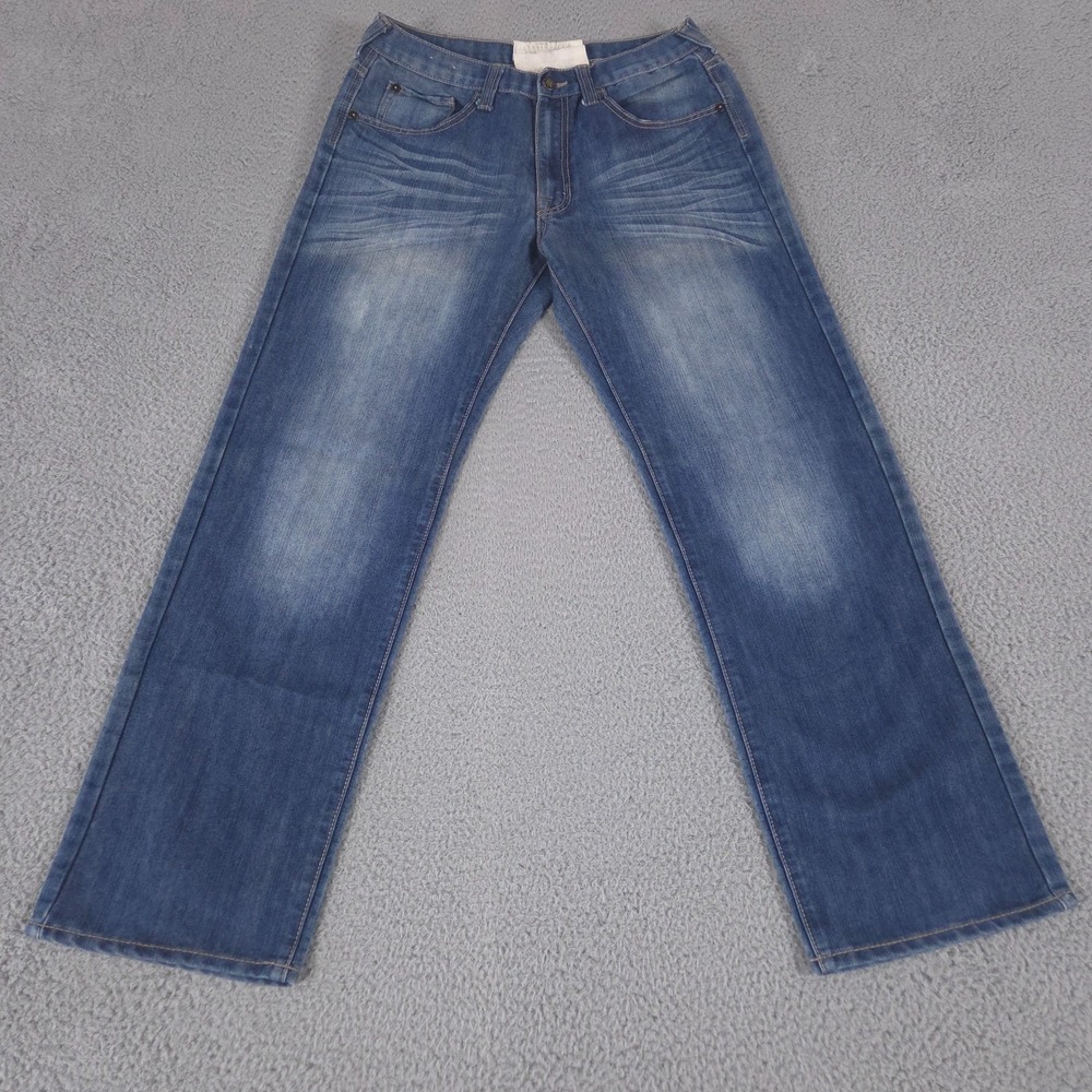 VINTAGE White Tag Jeans Mens 32x32 Blue Straight Baggy Medium Wash Y2K Denim‎